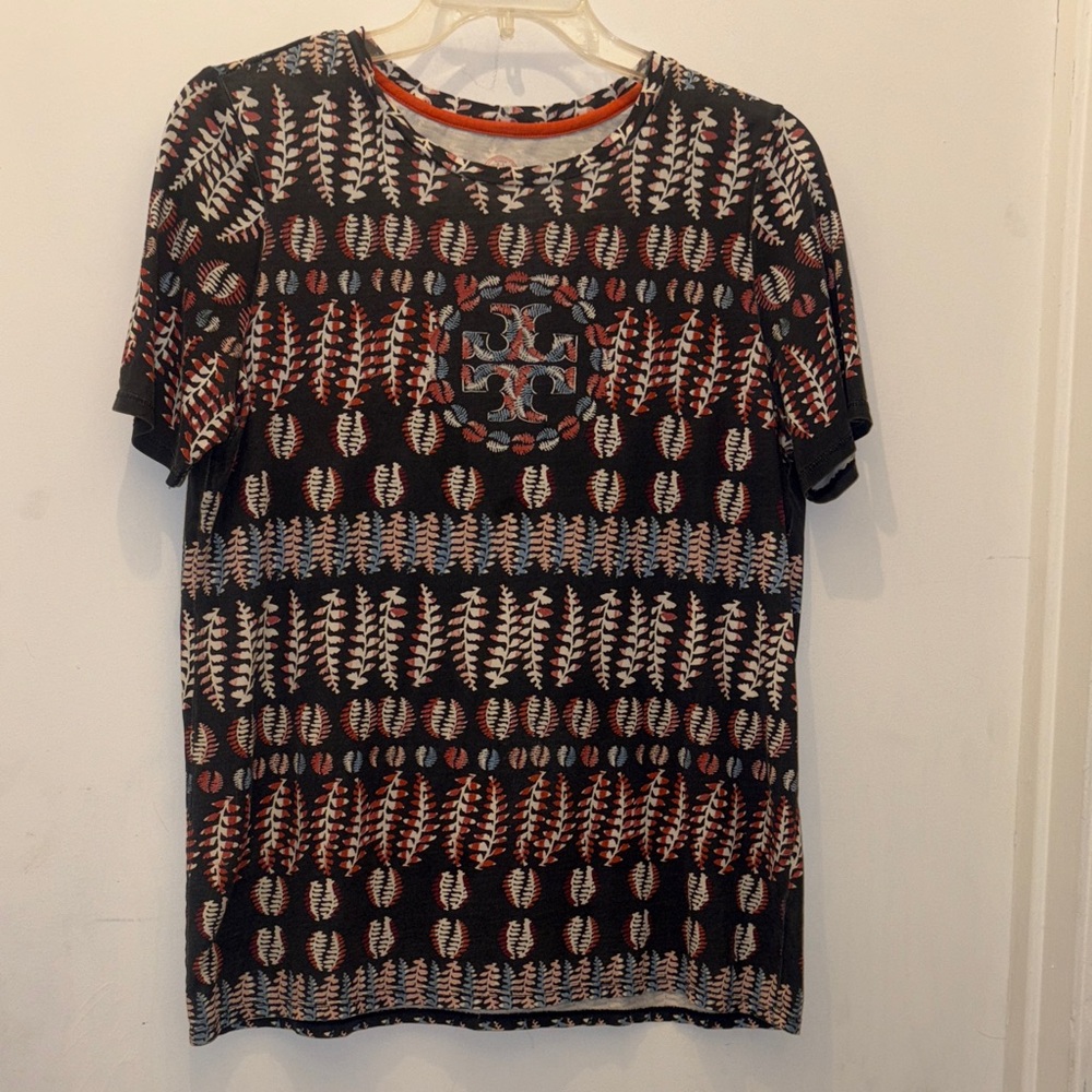 Tory Burch fern Patterned blue and rust T-Shirt cotton size M - Picture 3 of 9